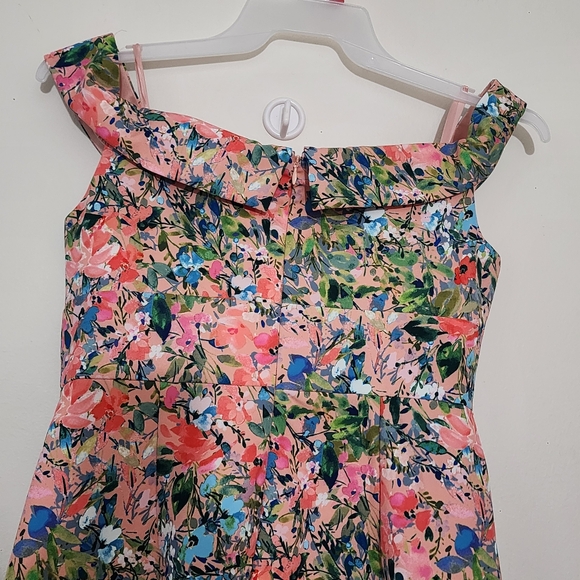 AIDAN BY AIDAN MATTOX Off Shoulder Sheath Dress Pink Floral Garden Party Slit 10 - Picture 9 of 15